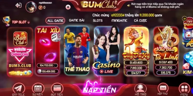 Bumclub được mệnh danh là ông vua trong các cổng game nổ hũ